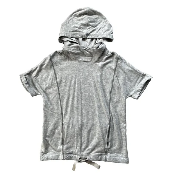 Lululemon Womens Serenity Hoodie 8 Heathered Gray Short Sleeve Pullover W3E32S - Picture 2 of 14